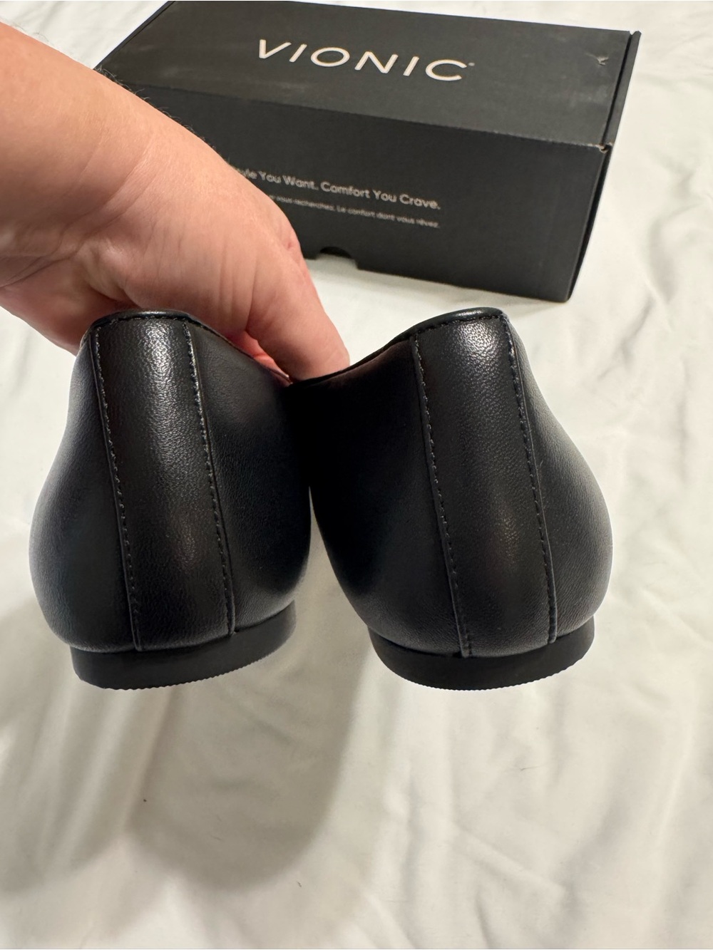 Vionic Black Bow-Accent Square-Toe Ballet Flats - Picture 6 of 9